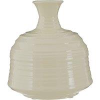 Orsina Contemporary Cream Small Ribbed Ceramic Vase, Durable Floral Vase, Easily Maintained Stoneware Flower Vase in White