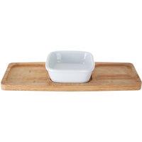 Orsina Practical Design Bamboo Snack Tray With White Dipping Bowl, Stylish Snack Tray, Snack Tray in Natural