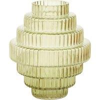 Orsina Tiered Small Green Glass Vase, Eye Catching Layered Modern Vase, Ribbed Glass Vase, Decorative Vase in Grey