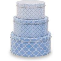 Orsina Set Of 3 Kensington Storage Tins, Metal Canisters With Vintage-Inspired Labels & Lids, Ideal For Tea in Blue