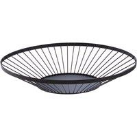 Orsina Flat Fruit Basket With Matte Black Frame, Sleek Wire Design For Stylish Countertop Storage, Metal Basket