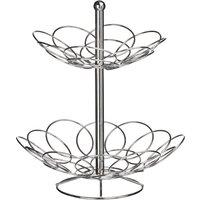 Orsina Sturdy 2 Tier Chrome Fruit Basket, Dual Tier Design Fruit Basket, Stylish Chrome Finish Best Fruit Basket in Silver