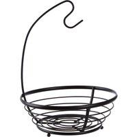 Orsina Fruit Basket With Banana Hanger, Dual Purpose Wire Storage For Fruits & Bananas, Durable Matte Black