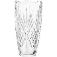 Orsina Modern Crystal Scalloped Vase, Unique Clear Embossed Cylinder Vase, Fluted Design Decorative Vase For Dcor