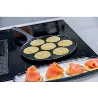 KitchenCraft Cast Iron 7 Hole Blinis Pancakes Pan in Black