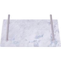 Orsina Black Marble Serving Board With Silver Handles, Durable Natural Stone Tray For Kitchen Use in Grey