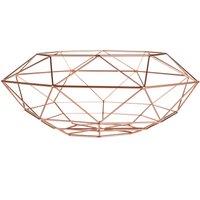 Orsina Geometric Green Finish Fruit Basket, Functional Design Unique Fruit Basket, Contemporary Fruit Basket in Copper