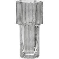 Orsina Small Ribbed Grey Glass Vase for Modern Home Decor, Small & Minimalistic Flower Vase for Living Room