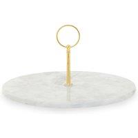 Orsina Grey Marble Cake Stand, Gold Handle Dessert Platter, Solid Marble Pastry Serving Plate, Marble Treats Stand