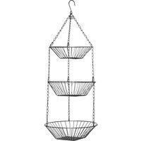Orsina 3 Tier Chrome Hanging Baskets, Space-Saving Storage For Fruit, Veg Or Kitchen Essentials, Durable Wire in Silver