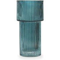 Orsina Small Ribbed Blue Glass Vase for Modern Home Decor, Small & Minimalistic Flower Vase for Living Room
