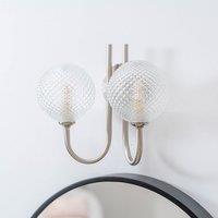ValueLights Elle Brushed Chrome 2 Way IP44 Bathroom Glass Shade Wall Light in Silver