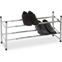 Orsina Extendable Shoe Rack 2 Tier Shoe Stand, Angled Shelves Shoe Racks, Spacious Under Stairs Shoe Storage in Silver