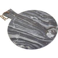 Orsina Grey Marble Round Paddle Serving Board, Durable Natural Stone Board For Kitchen Use