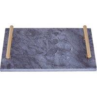 Orsina Black Marble Serving Board With Gold Handles, Durable Natural Stone Tray For Kitchen Use