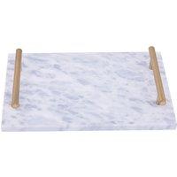 Orsina Black Marble Serving Board With Gold Handles, Durable Natural Stone Tray For Kitchen Use in Grey