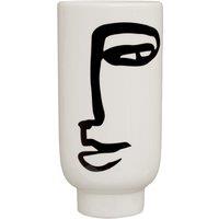 Orsina Robust Ceramic Large Black & White Face Vase, Minimalist Ceramic Flower Vase, Sleek Vase For Flowers