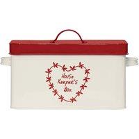 Orsina Distinctive Housekeeper Box, Cream Storage Box With Red Accent, Cleaner Box For Bathroom Cleaning Products