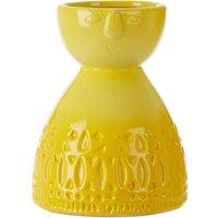 Orsina Small Yellow Face Vase, Ceramic Face Vase With Abstract Engraved Detail, Stoneware Face Pottery Vase For Decor