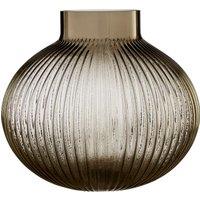 Orsina Large Glass Vase, Textured Vase Tall Glass With Corrugated Spherical Body, Decorative Glassware Vases in Brown