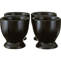 Orsina Stylish Design Set Of Four Black Text Egg Cups, Cermaic Design Best Egg Cups, Versatile Ceramic Egg Cups