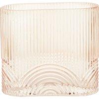 Orsina Small Glass Vase, Textured Glass Flower Vase, Embossed Detailing Modern Vase for living rooms in Pink