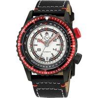 GV2 Contasecondi Silver/Red Dial Black Calfskin Leather Watch