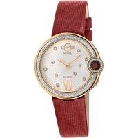 GV2 Perugia Diamond Watch, IPRG Case, Silver/White Dial, Genuine Saffiano Red Handmade Leather Strap