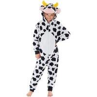 Animal Crazy Cow Fleece Onesie in Black | Size: 13 Years