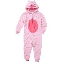 Animal Crazy Pig Fleece Onesie in Pink | Size: 5-6 Years