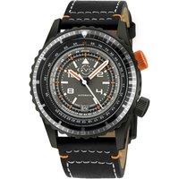 Contasecondi Grey/Orange Dial Black Calfskin Leather Watch