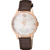 Rovescio IPRG Case, Silver/White Dial with embossed texture, Genuine Italian Handmade Brown Leather Strap
