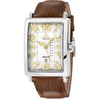 Avenue of America's SS Case, Silver/Gold Dial, Genuine Italian Handmade Leather Strap
