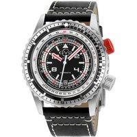 GV2 Men's Contasecondi, Swiss Automatic Watch, Black Dial, Unidirectional Bezel, Hand made Italian leather, & Sapphire Crystal