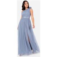 Anaya with Love Women's One Ruffle Shoulder Maxi Dress in Duck Egg Blue | Size: 16