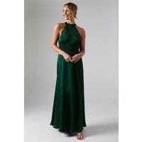 Coast Women's Wrap Waist Detail Satin Halter Neck Bridesmaid Dress in Emerald | Size: 12