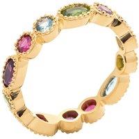 Harfi Women's 18ct Gold Plated Colourful Stones Eternity Ring | Size: Large