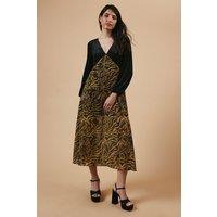 Oasis Women's Occasion Animal Spot Bodice Midi Dress in Black | Size: 12
