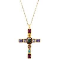 Latelita Women's Maria Extra Large Gemstone Fashion Pendant Gold (Cross)