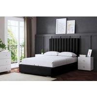DS Living Evangaline Black Panel Ottoman Bed with Headboard | Size: Super King