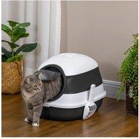 Fully Enclosed Black Foldable Cat Litter Box