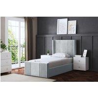 DS Living Elara Winged Silver Panel Ottoman Bed with Headboard | Size: Super King