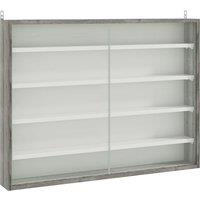 HOMCOM 5-Tier Wall Display Shelf Unit Cabinet w/ Shelves Glass Doors in Grey | Size: Small