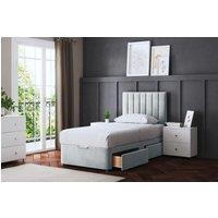 DS Living Amelia Upholstered Silver Panel 4 Draw Divan Bed with Headboard | Size: Super King