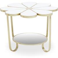 Orsina White Top Petal Shape Table, Modern Flower Shaped Side Table, Sleek Gold Frame Accent Table