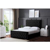 DS Living Allegra Upholstered Black Bed with Headboard | Size: Super King