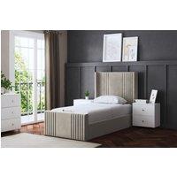 DS Living Elara Winged Beige Panel Ottoman Bed with Headboard | Size: Super King