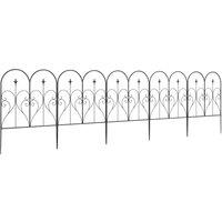 OUTSUNNY Garden Fencing Panels, 32in x 10ft Flower Bed Border Edging Animal, Metal in Black