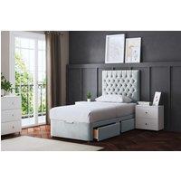 DS Living Seraphine Silver 4 Draw Divan Bed with Headboard | Size: Small Double
