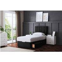 DS Living Amelia Upholstered Black Panel 2 Draw Divan Bed with Headboard | Size: Super King